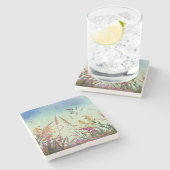 Wilde bloemen en sterren stenen onderzetter (Zijkant)