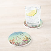 Wilde bloemen en sterren zandsteen onderzetter (Zijkant)