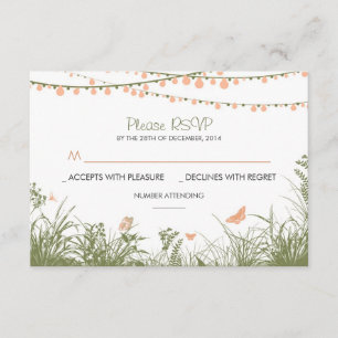 Wilde bloemen en strijklichten bruiloft RSVP-kaart RSVP Kaartje