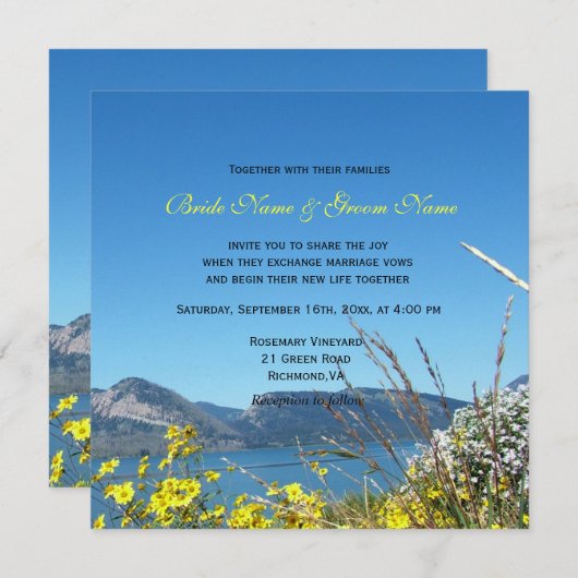 Wilde bloemen en trouwuitnodigingen voor meer kaart (Voorkant / Achterkant)