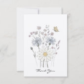 Wilde bloemen en vlinder bedankkaart (Voorkant)