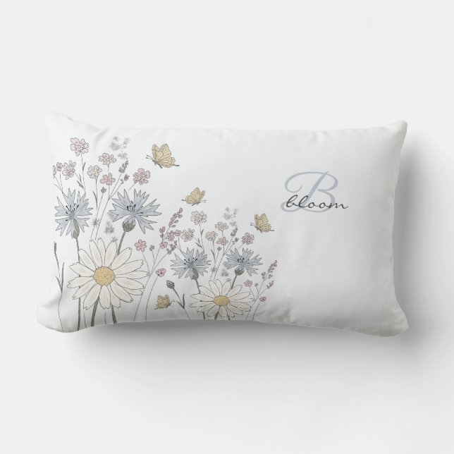 Wilde bloemen en vlinder kussen (Voorkant)