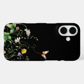 Wilde bloemen en vlinder op zwart Case-Mate iPhone case (Achterkant (horizontaal))