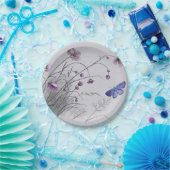 Wilde bloemen en vlinder papieren bordje (Feest)