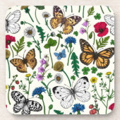 Wilde bloemen en vlinders bier onderzetter (Voorkant)