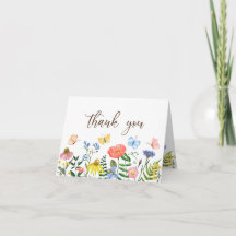 Wilde Bloemen en Vlinders Bloemrijke Bedankkaart