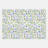 Wilde bloemen en vlinders cadeaubonen ompakken gro inpakpapier vel (Voorkant 2)