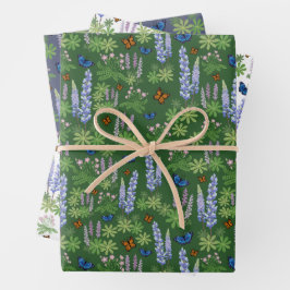Wilde bloemen en vlinders cadeaubonen ompakken gro inpakpapier vel