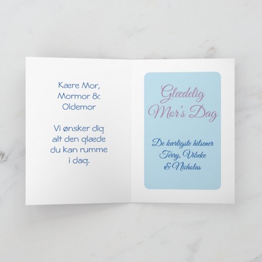 Wilde bloemen en vlinders gevouwen Kaart op moeder (Binnen)