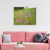 Wilde bloemen en vlinders in het land canvas afdruk (Insitu (Woonkamer))