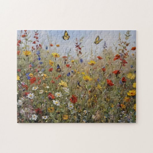 Wilde Bloemen en Vlinders Legpuzzel (Horizontaal)