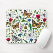 Wilde bloemen en vlinders muismat (Met muis)