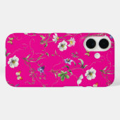 Wilde bloemen en vlinders op Neon Pink Case-Mate iPhone Case (Achterkant (horizontaal))
