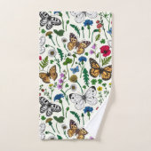 Wilde bloemen en vlinders op wit bad handdoek (Handdoek)