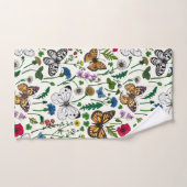 Wilde bloemen en vlinders op wit bad handdoek (Handdoek)