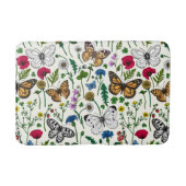 Wilde bloemen en vlinders op wit badmat (Voorkant)