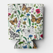 Wilde bloemen en vlinders op wit blikjeskoeler (Voorkant)