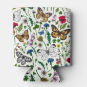 Wilde bloemen en vlinders op wit blikjeskoeler (Achterkant)
