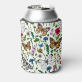 Wilde bloemen en vlinders op wit blikjeskoeler (Blikje Achterkant)