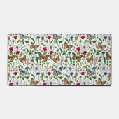 Wilde bloemen en vlinders op wit bureaumat (Voorkant)