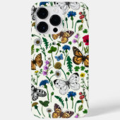 Wilde bloemen en vlinders op wit Case-Mate iPhone case (Achterkant)