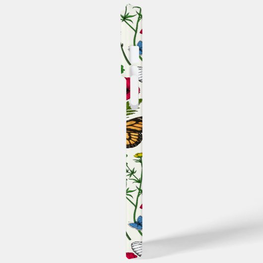 Wilde bloemen en vlinders op wit Case-Mate iPhone case (Achterkant / Links)