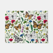Wilde bloemen en vlinders op wit deurmat (Voorkant)