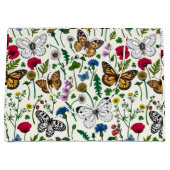 Wilde bloemen en vlinders op wit groot cadeauzakje (Voorkant)