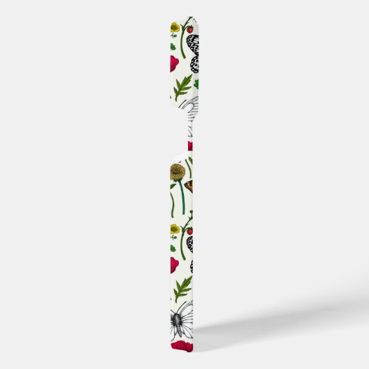 Wilde bloemen en vlinders op wit iPhone hoesje (Rechterkant)