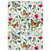 Wilde bloemen en vlinders op wit klembord (Achterkant)