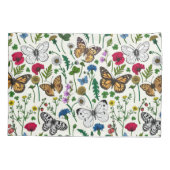 Wilde bloemen en vlinders op wit kussensloop (Achterkant-Links)