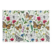 Wilde bloemen en vlinders op wit kussensloop (Achterkant-Rechts)