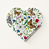 Wilde bloemen en vlinders op wit notitieboek (Achterkant)