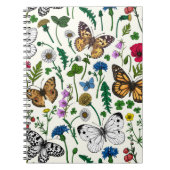 Wilde bloemen en vlinders op wit notitieboek (Voorkant)