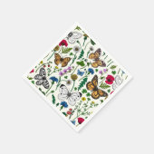 Wilde bloemen en vlinders op wit servet (Hoek)