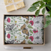 Wilde bloemen en vlinders op wit tissuepapier (Geschenk)
