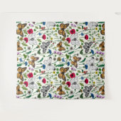 Wilde bloemen en vlinders op wit wandkleed (Voorkant (horizontaal))