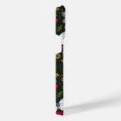 Wilde bloemen en vlinders op zwart iPhone hoesje (Rechterkant)