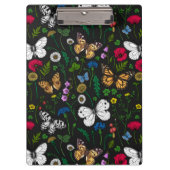 Wilde bloemen en vlinders op zwart klembord (Voorkant)