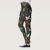 Wilde bloemen en vlinders op zwart leggings (Links)