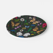 Wilde bloemen en vlinders op zwart papieren bordje (Gekanteld)