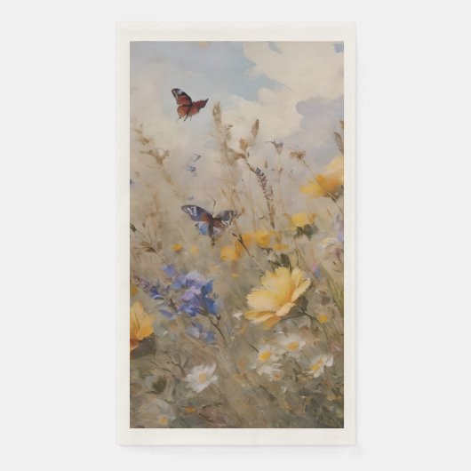 Wilde bloemen en vlinders Papier servet (Voorkant)
