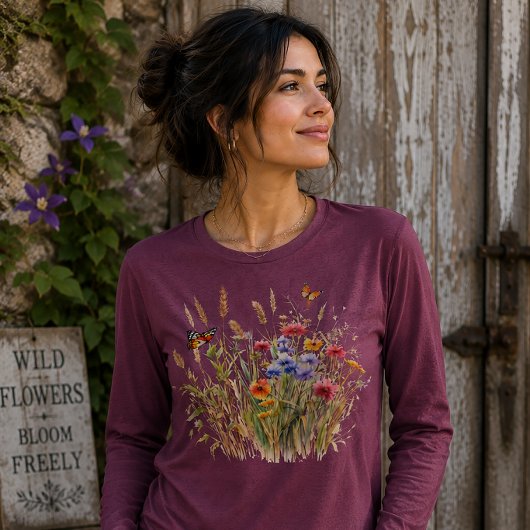 Wilde Bloemen en Vlinders Tri-Blend Shirt
