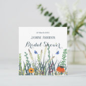 Wilde bloemen en vlinders vrijgezellenfeest klasse save the date (Staand voorkant)