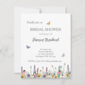 Wilde bloemen en Vrijgezellenfeest van Butterflies Kaart (Voorkant)