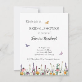 Wilde bloemen en Vrijgezellenfeest van Butterflies Kaart