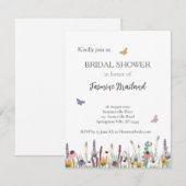 Wilde bloemen en Vrijgezellenfeest van Butterflies Kaart (Voorkant / Achterkant)