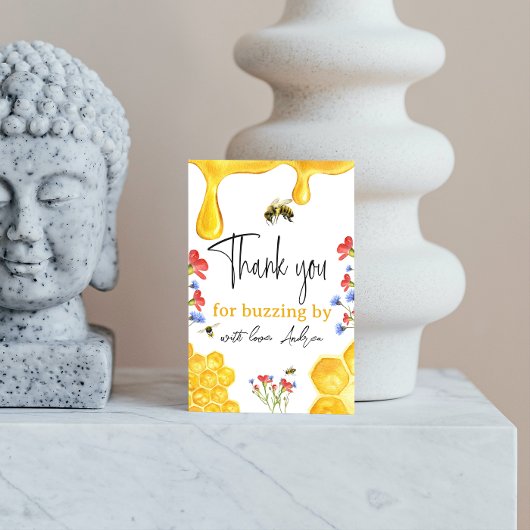 Wilde bloemen en Waterverf van Gele honingbijen Bedankkaart