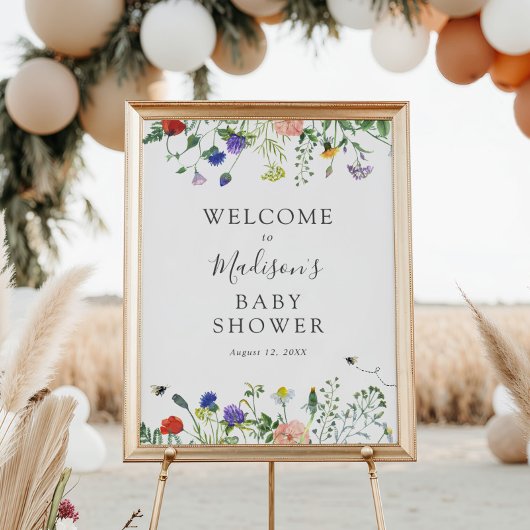 Wilde bloemen en Welkomstteken voor bijen Poster