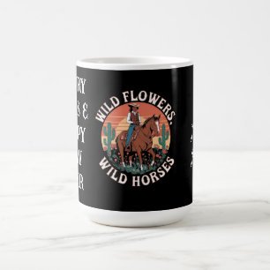 Wilde bloemen en wilde paarden een prachtig eerbet koffiemok